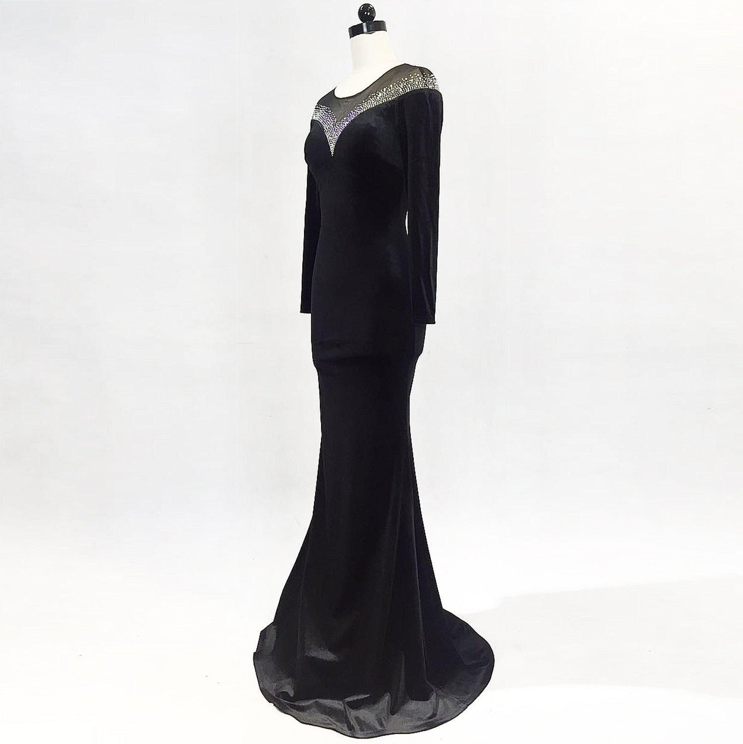 velvet Formal Party Evening Dress Winter Long Sleeve Corporate Annual Meeting Long Fishtail Party Dress 16