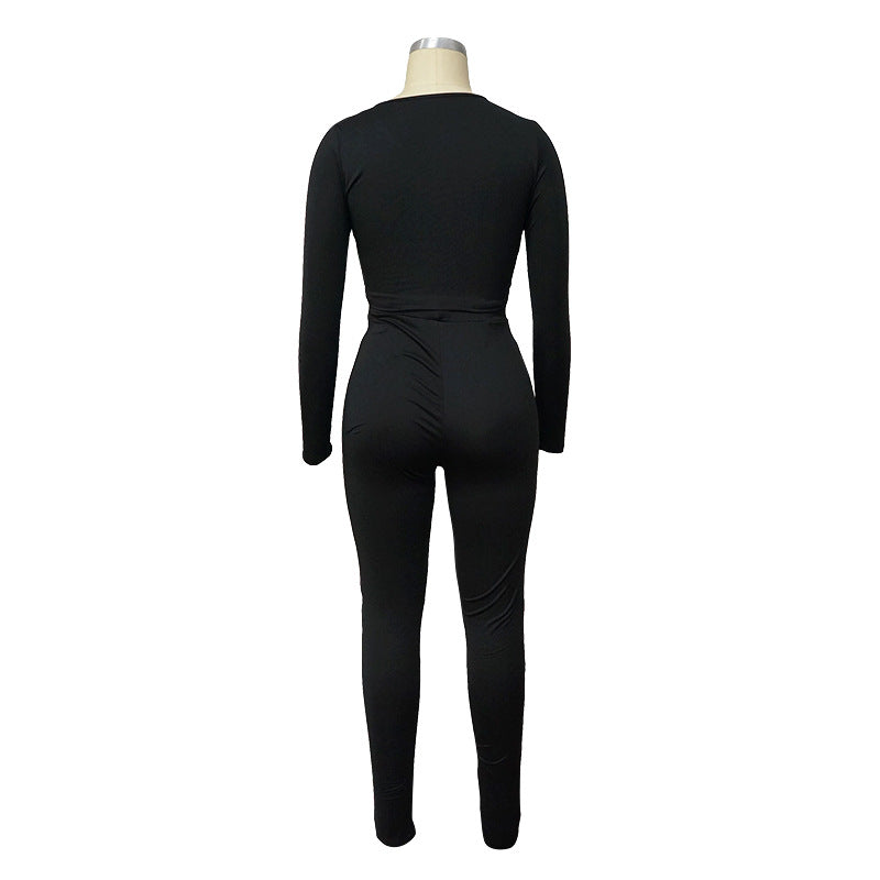 Women Fall Solid Long Sleeve Top and Pant Two-Piece Set 20