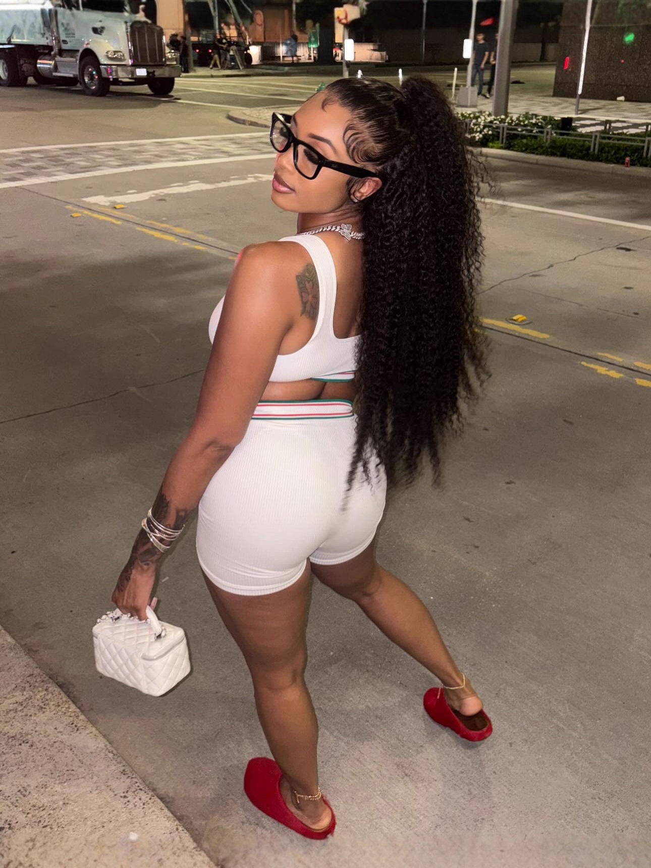 Women Retro Casual Street Sexy Print Tank Top and Shorts Two-Piece Set 4