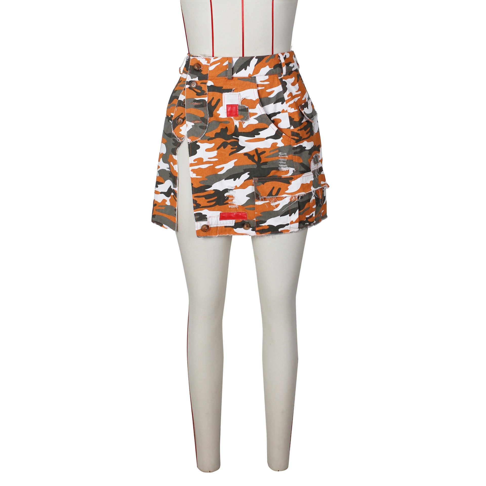 Women Summer Camouflage Patch Skirt 11
