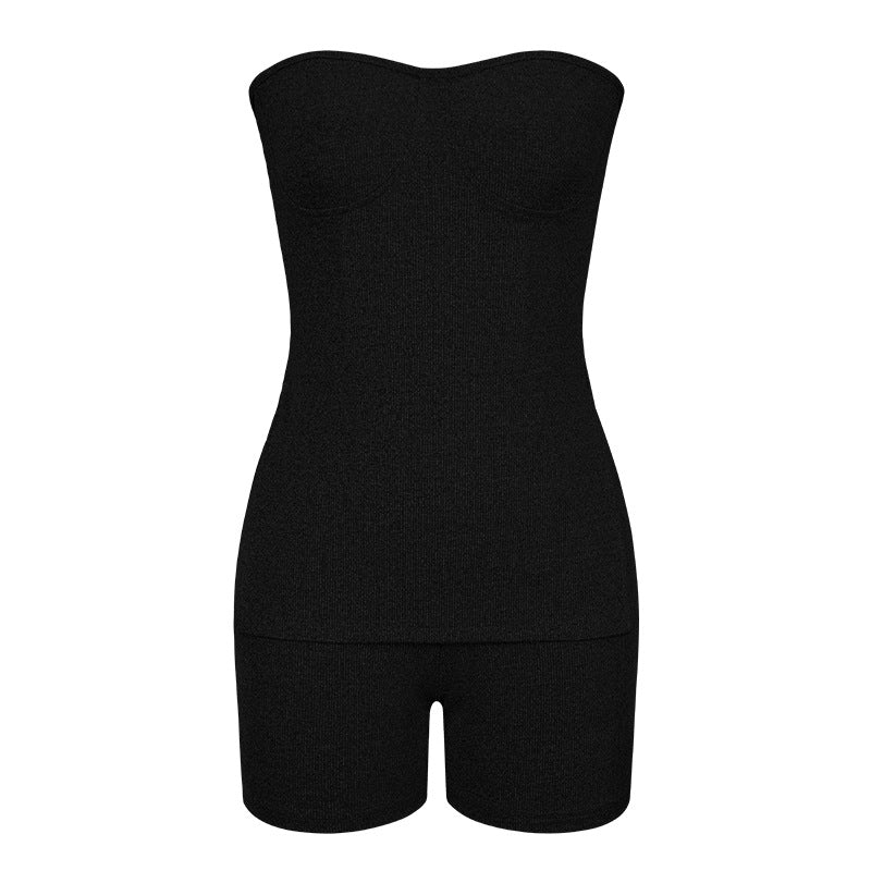 Knitting Ribbed Summer Solid Color Fashion Casual Suit 32