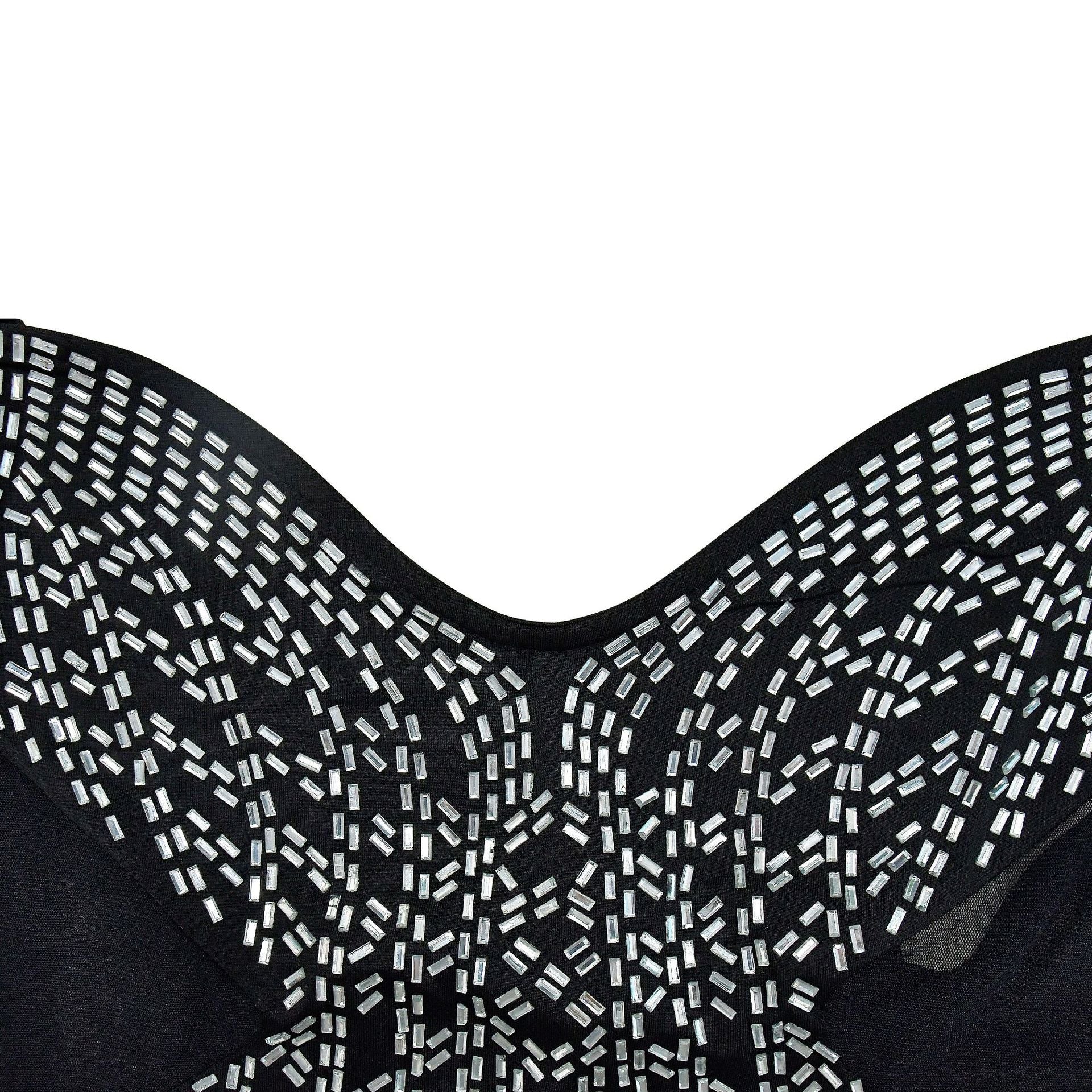 Fashion Women's Solid Color Mesh Beaded Straps Long Dress 20