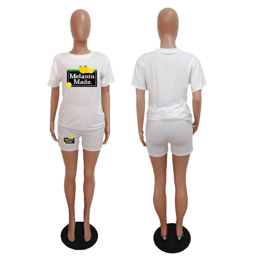 Women's T-Shirt Shorts Casual Sports Two Piece Set 17