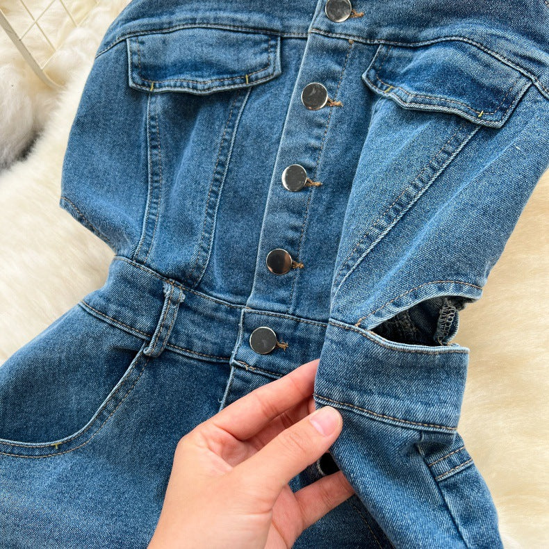 Women's Summer Slit Strap Dnim Dress 9