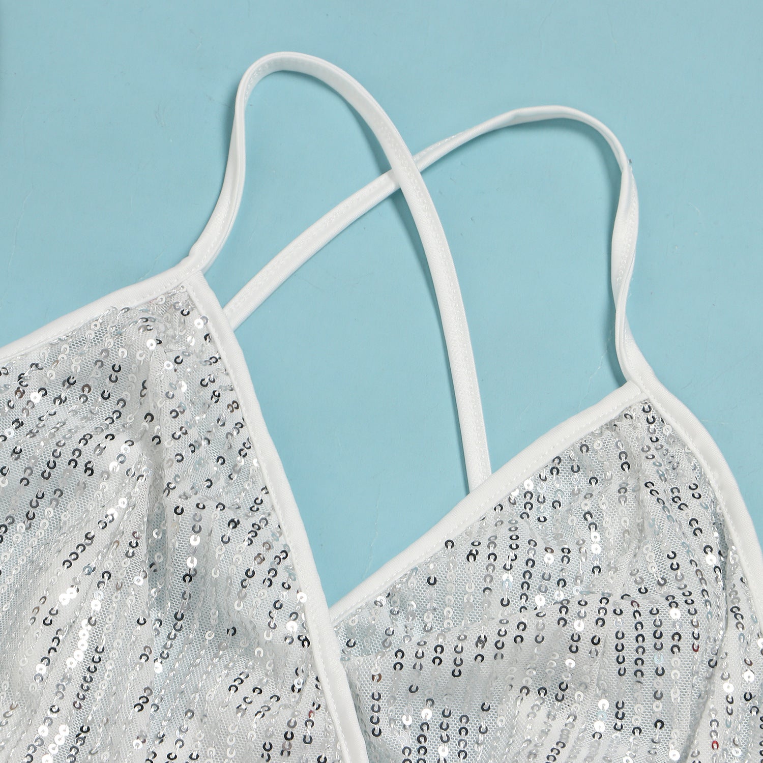 Sexy sequin strap slit dress nightclub dress 16