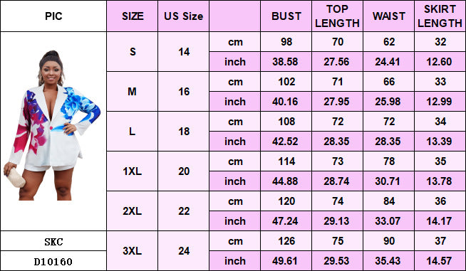 Plus Size Women spring and summer sexy long sleeve button Blazer shorts two-piece set 11