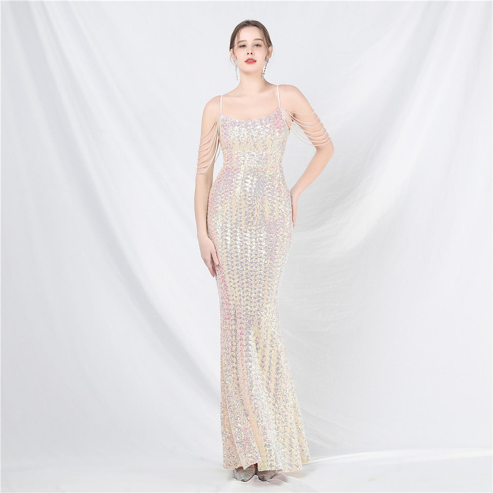 luxury sequins beaded long evening dress 9