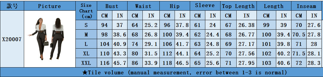 Women's Autumn Suit Contrast Patchwork Casual Two-piece Blazer pants set 9