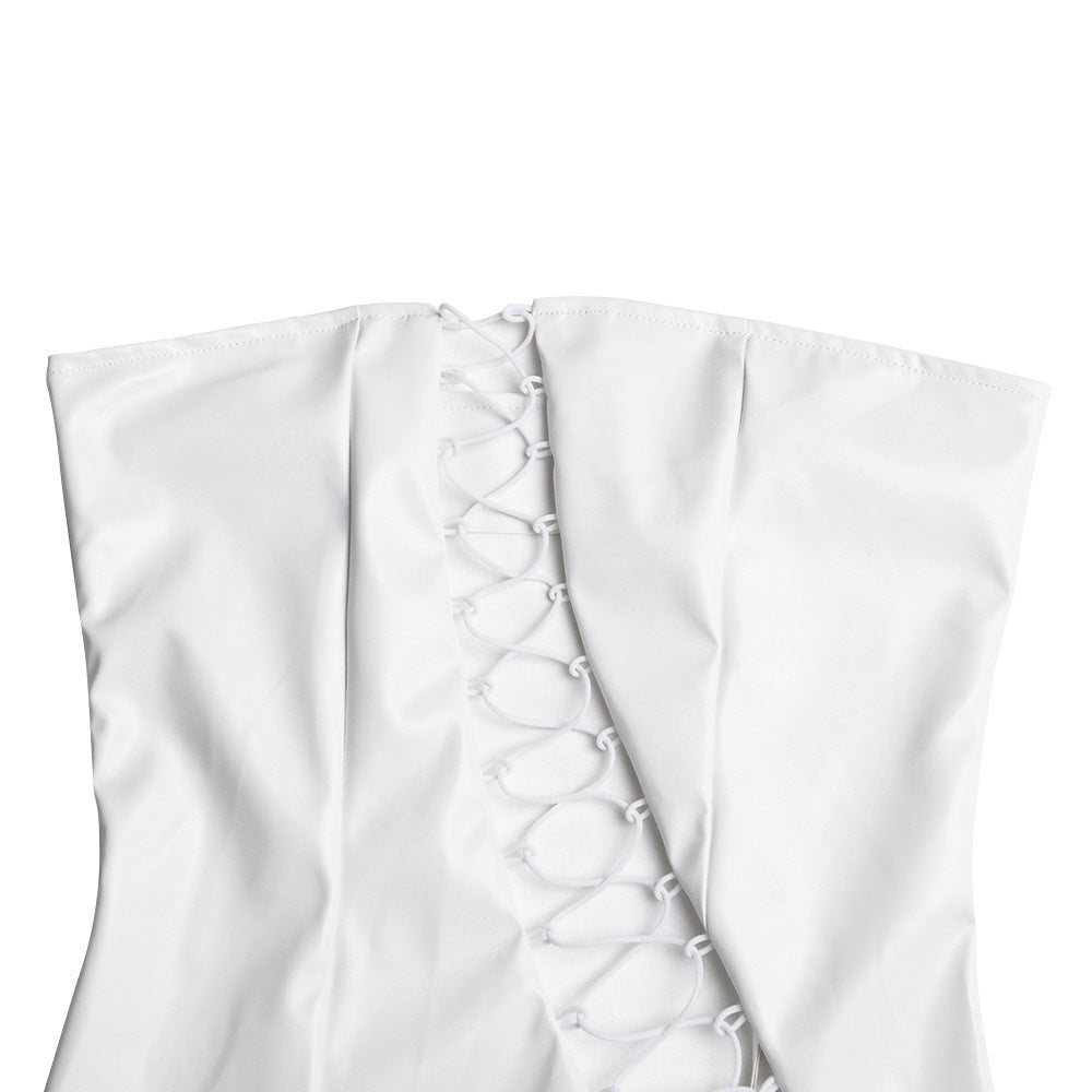 Women's Winter Sexy Strapless Lace-Up Slim Waist Bodycon Women's Dress 19