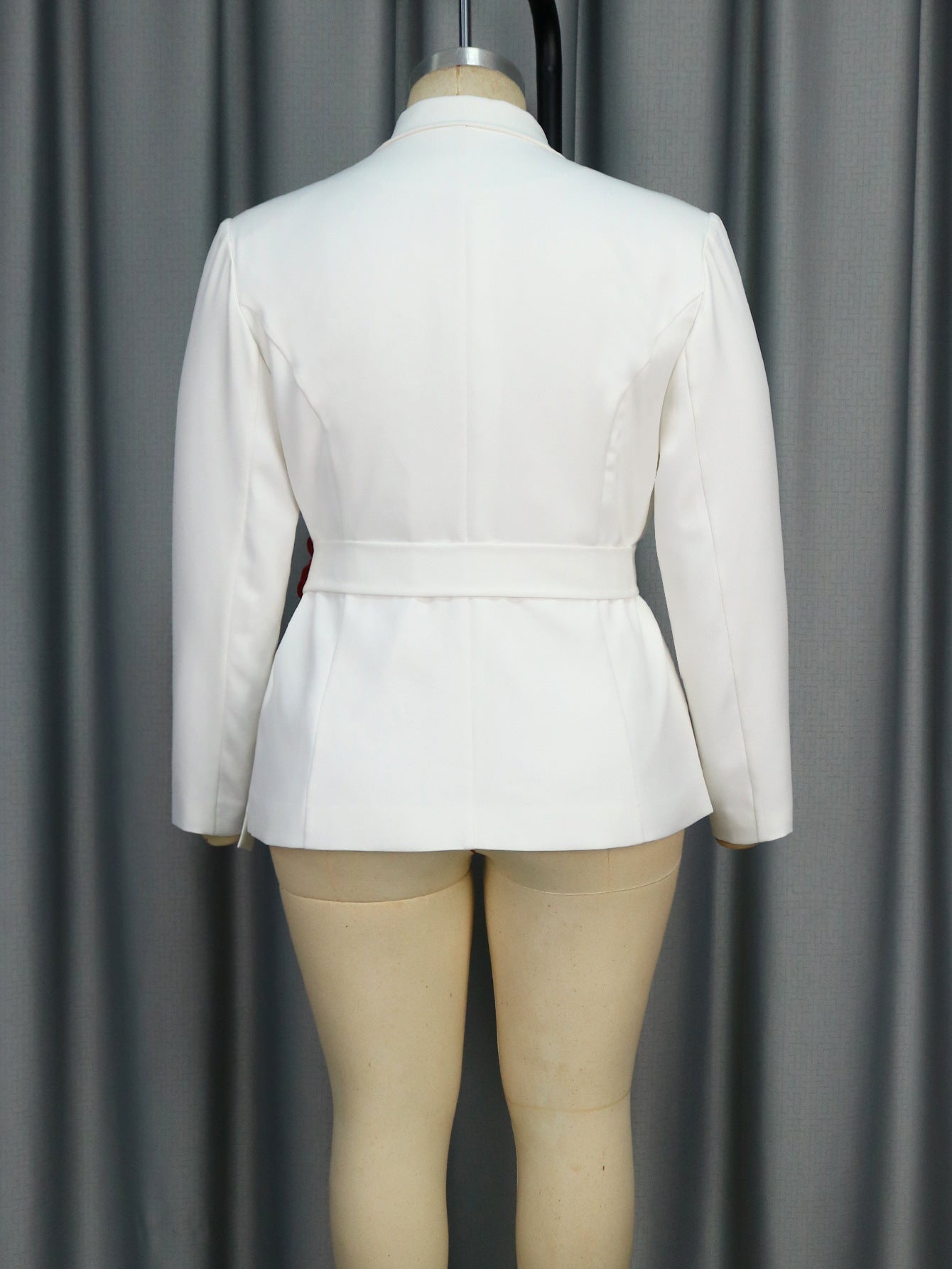 Fashionable V-Neck Long-Sleeve Blazer Flower Contrast Slim Career Top 6