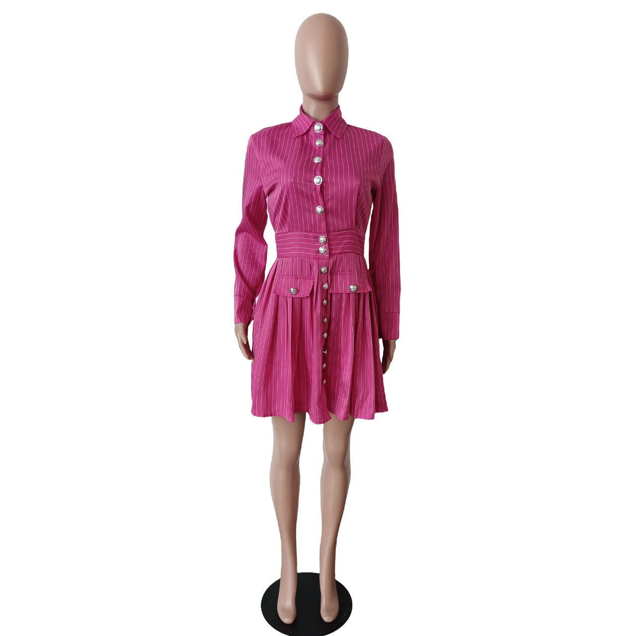 Women long sleeve shirt pleated skirt 16