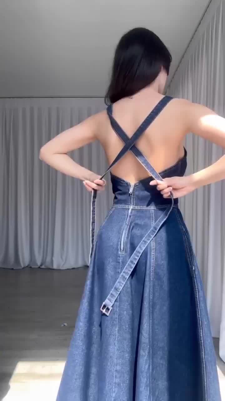 Women Summer Removable Strap Backless Dress 3