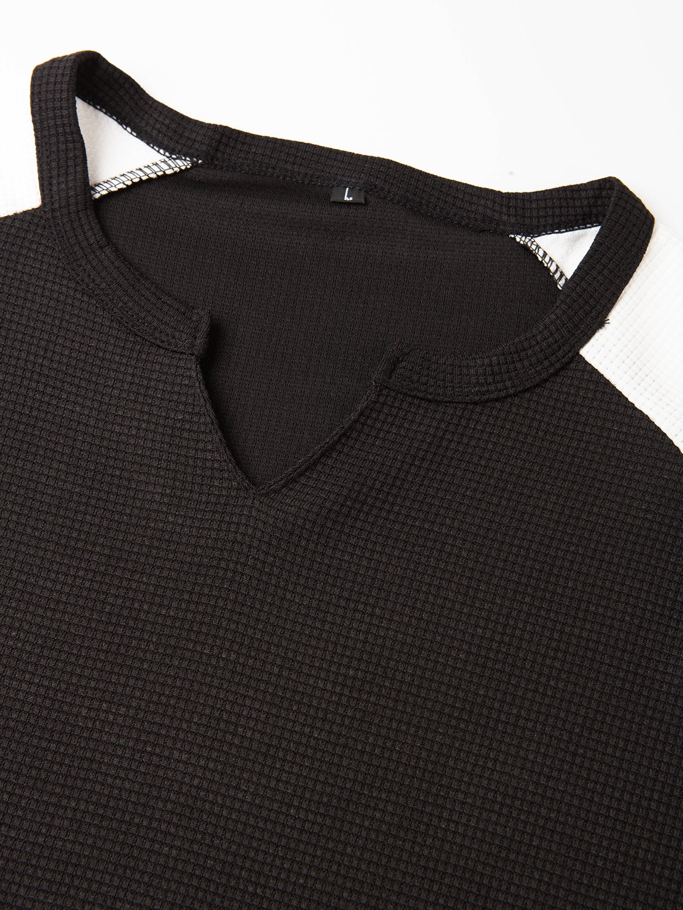 Men's Long Sleeve Color Block Waffle Basic T-Shirt 16