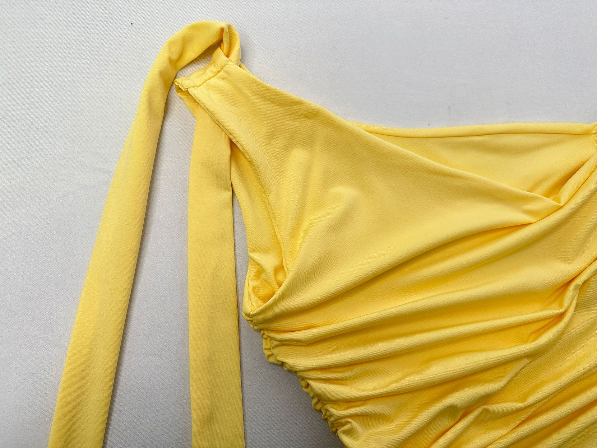 Summer One-Shoulder Sexy Solid Color Slim Waist A-Line Dress 9