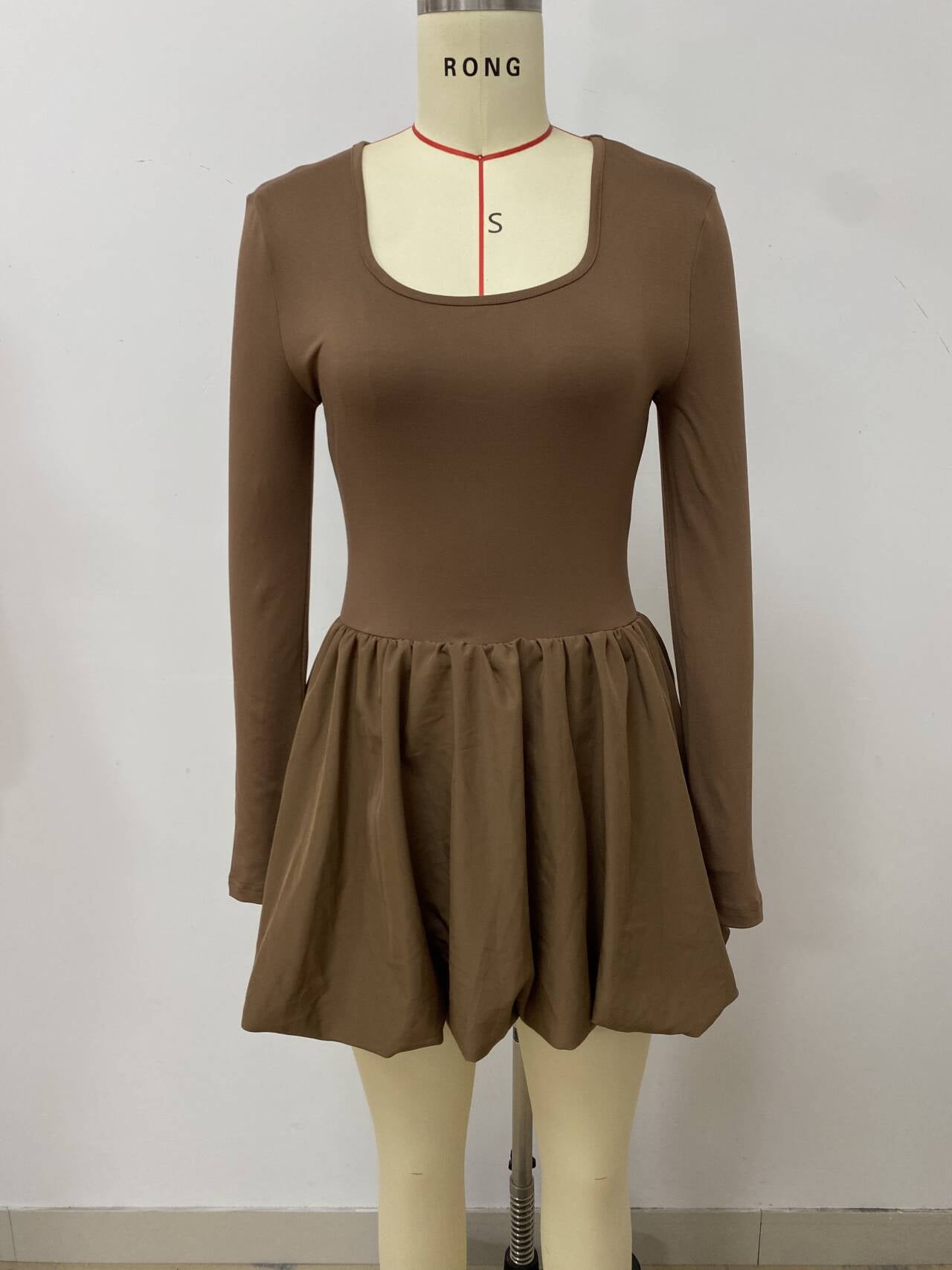 Women Fall and Winter Long Sleeve Flower Bud Strap Dress 13