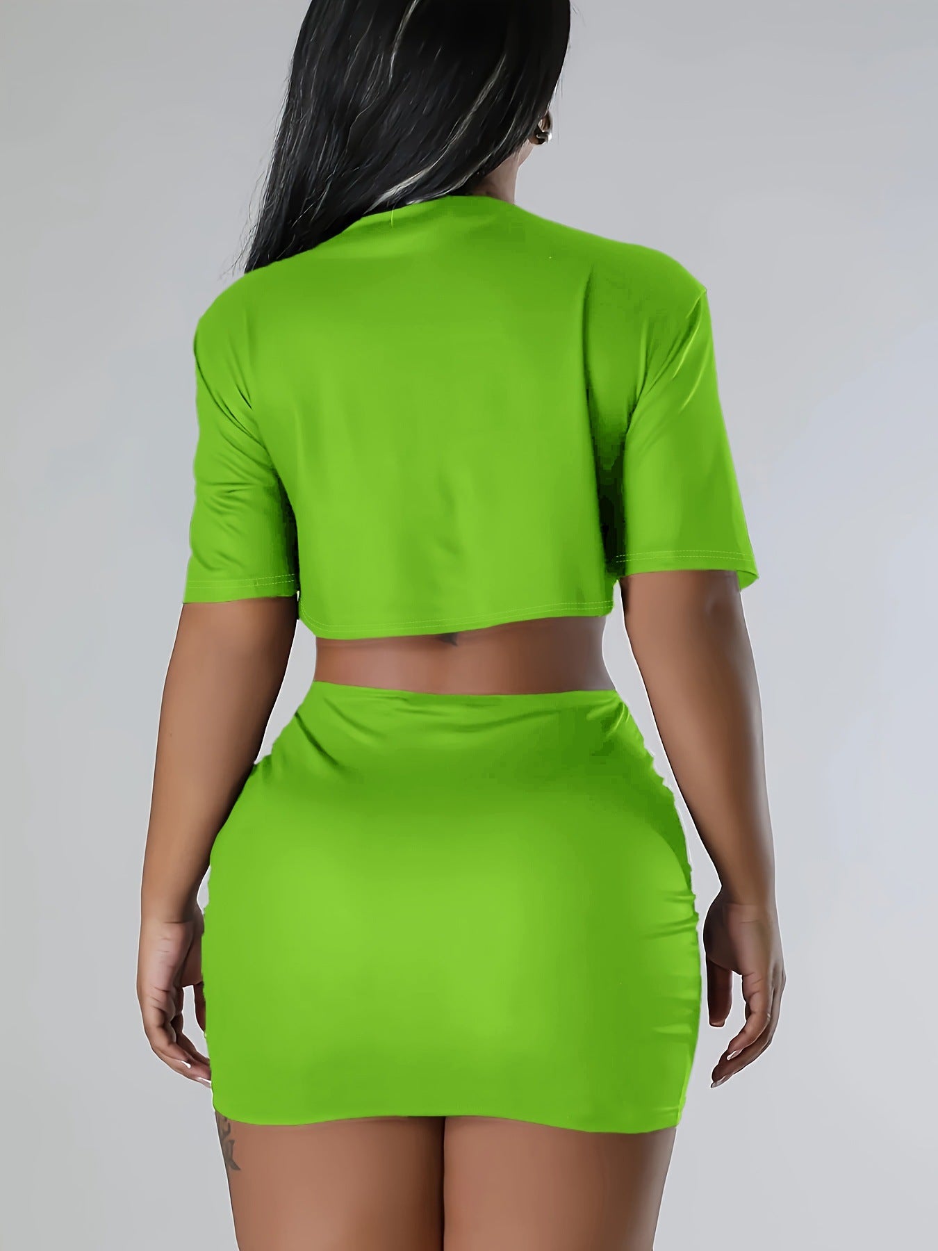 Women printed T-shirt and Skirt two-piece set 12