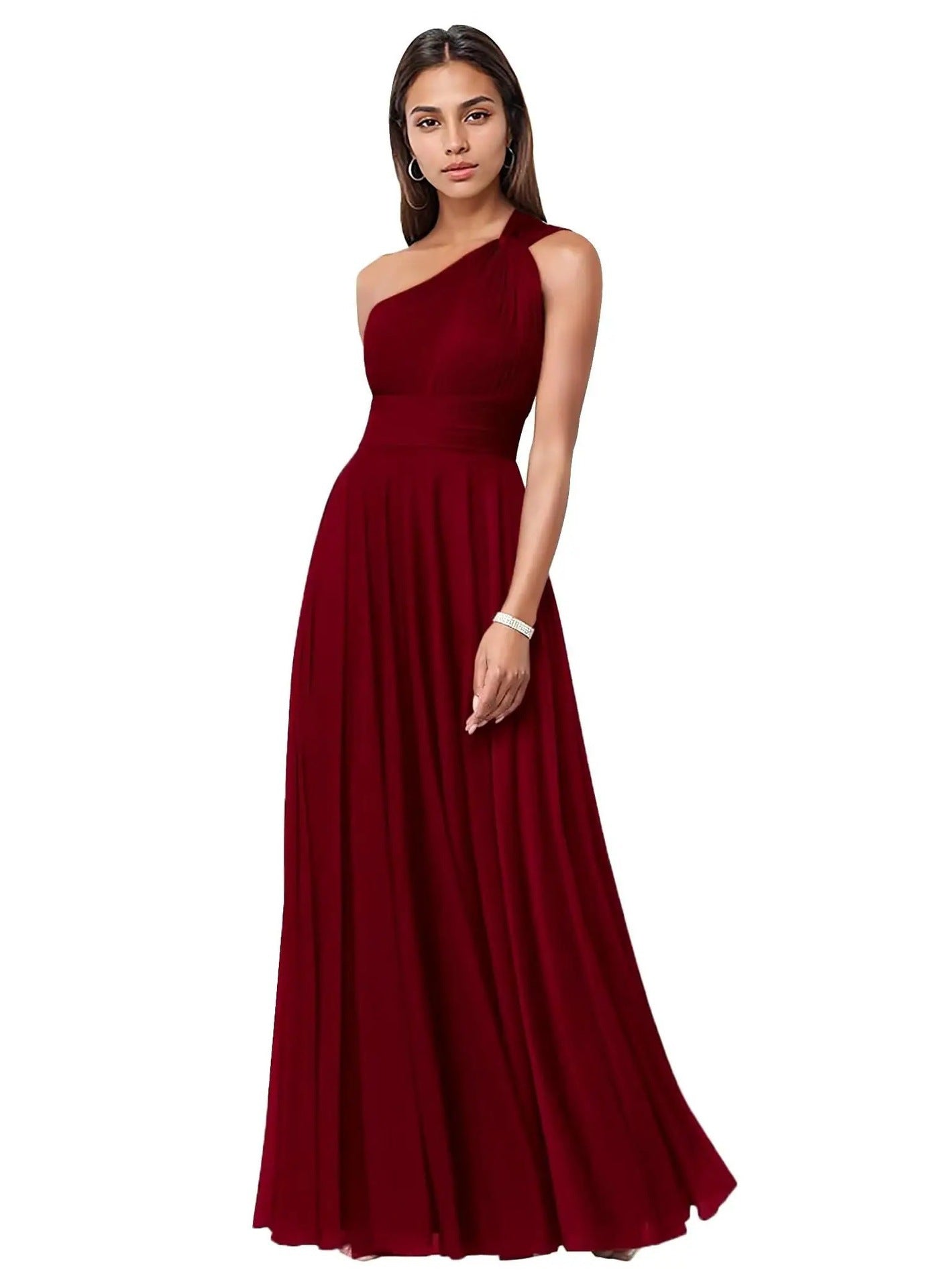 Evening Dress Long Slim Fit Bridesmaid Dress Wedding One-Shoulder Chiffon Ball Gown（Processing time need 3-6 days） 10