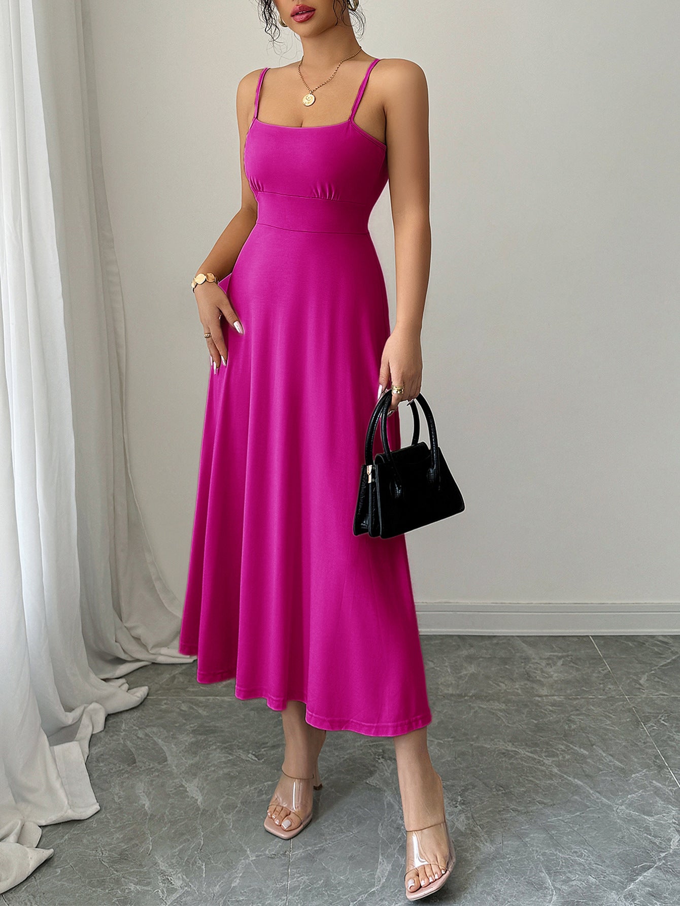 Spring/Summer Chic Elegant Strap Slim Waist Long Dress 6