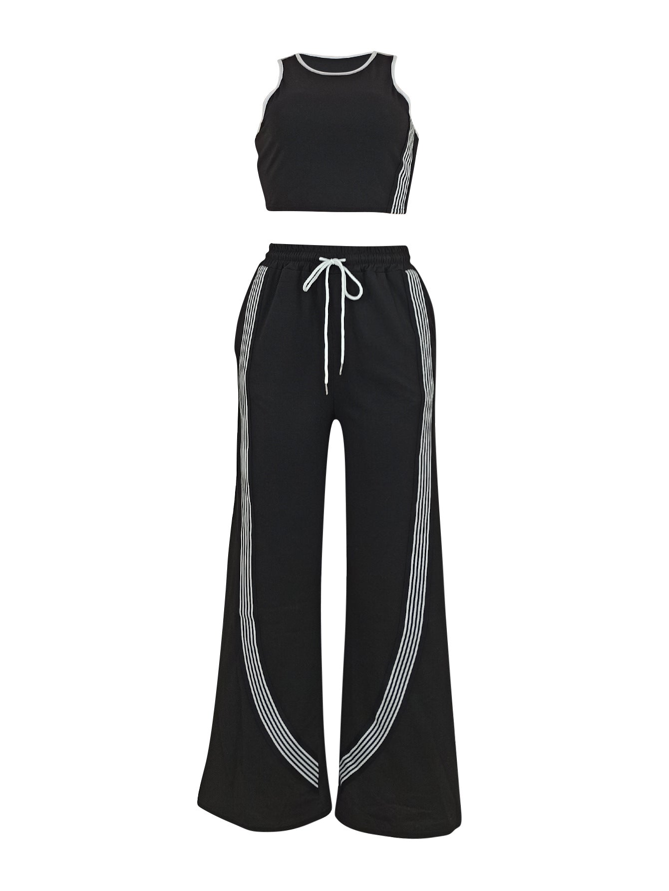 Women Casual Vest and Striped Pants Two-piece Set 12