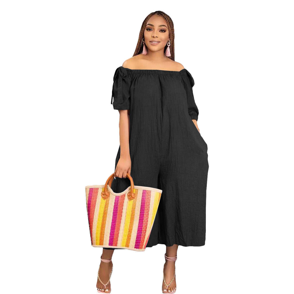 Women'S Loose Off Shoulder Casual Wide Leg Jumpsuit 7