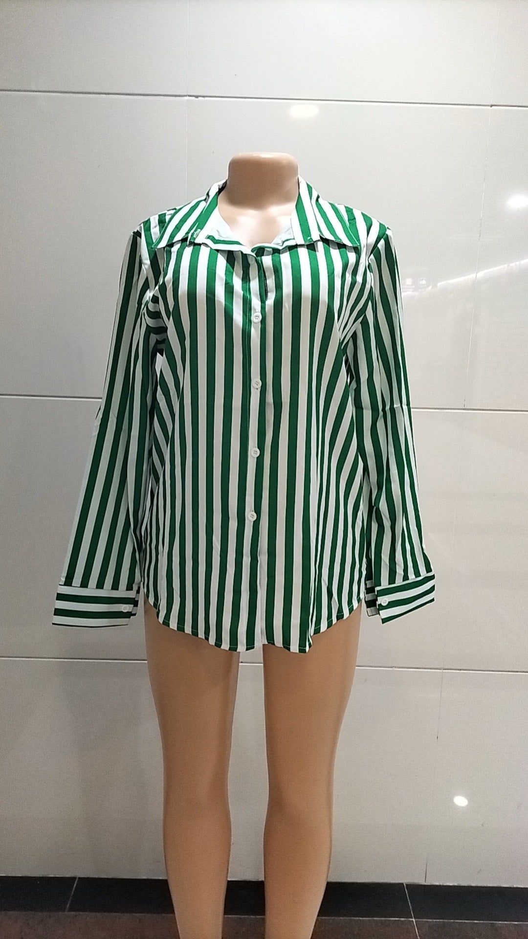 Women's Summer Fashion Casual Long Sleeve Striped Shirt 9