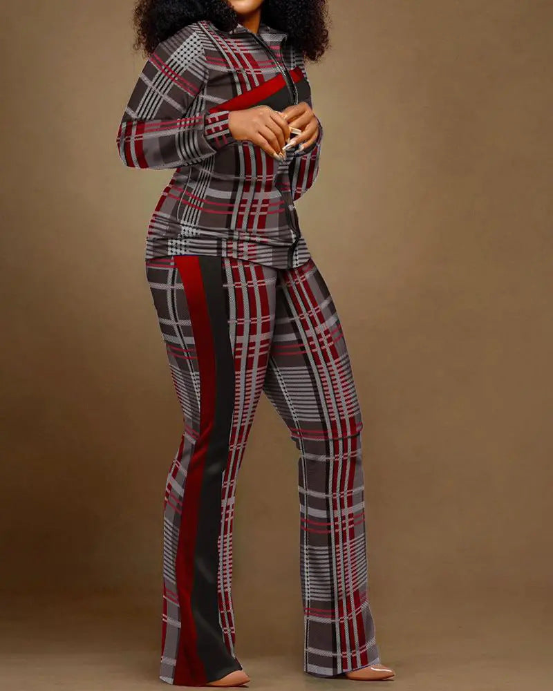 Women Printed Long Sleeve Top and Pant Two Piece 20