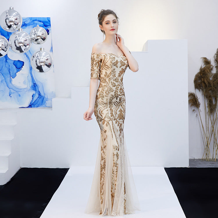 Elegant Spring Off-Shoulder Fishtail Long Party Dress for Women 7