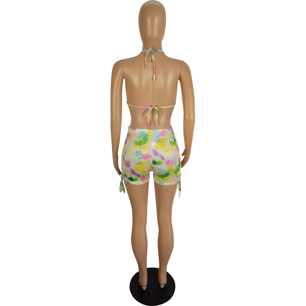 Spring And Summer Women's Sexy Multi-Color Printed Two-Piece Shorts Set 22
