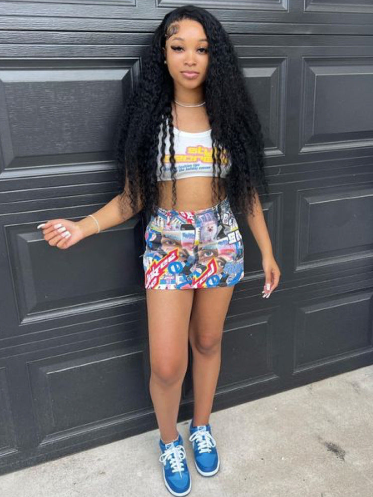 Summer street poster print stylist skirt 4