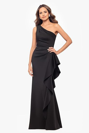 One-Shoulder Chic Elegant Solid Color Slim Waist High-Slit Side Ruffles Mermaid Evening Gown