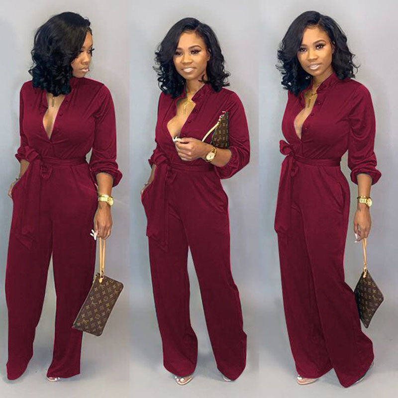 Women Sexy Solid Loose Jumpsuit 8