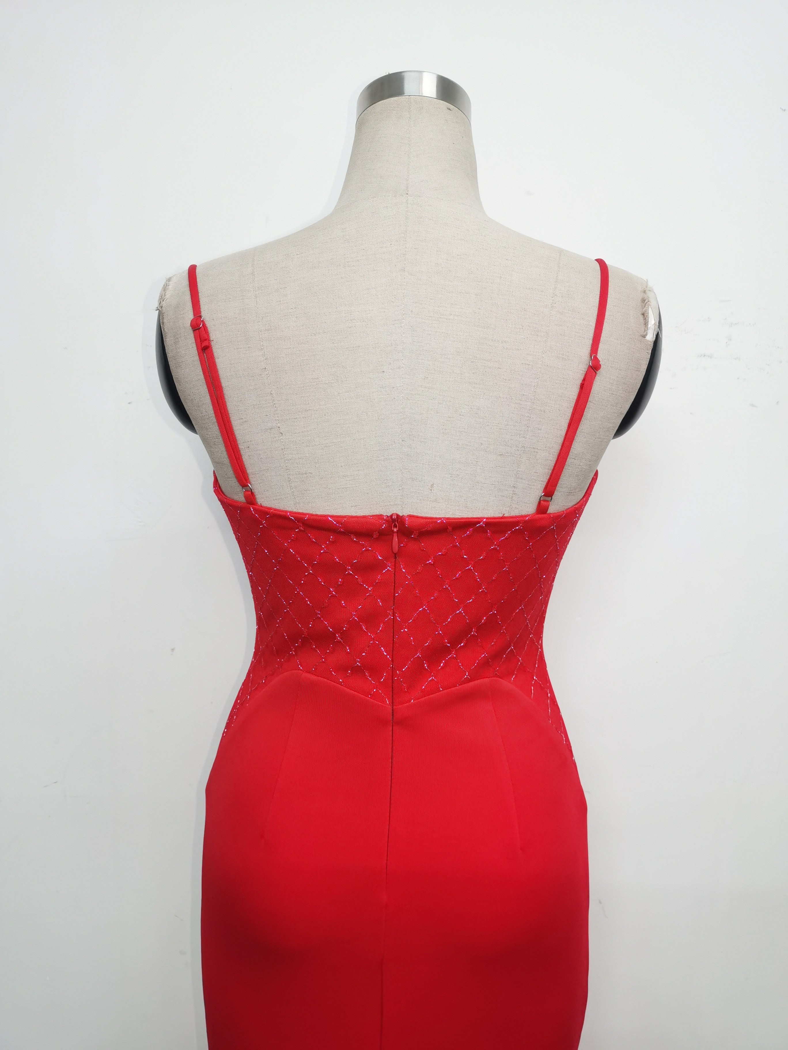 Women Fishbone Lace Sequin Formal Dinner Wedding Fishtail Evening Dress 38