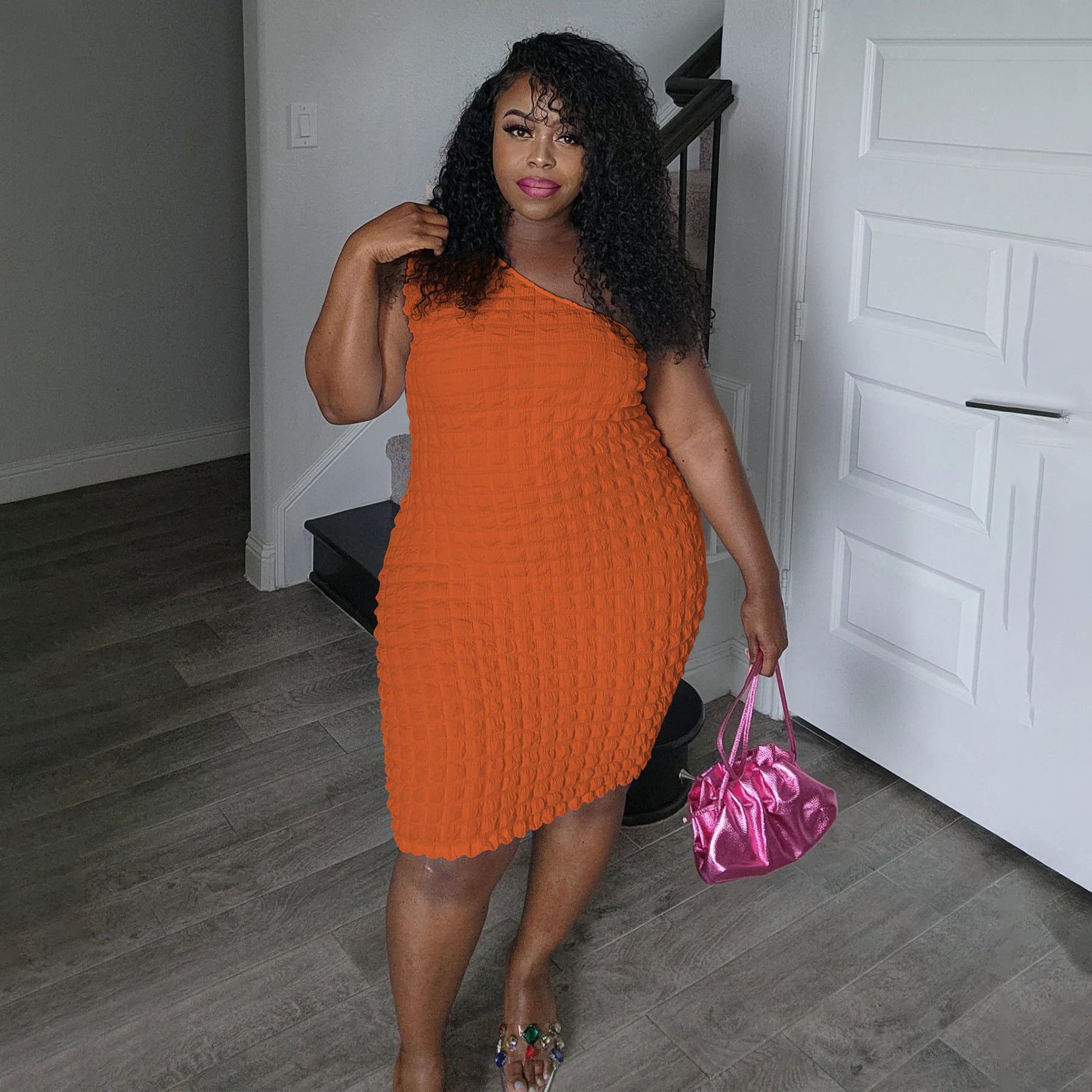 Women's Sexy Slash Shoulder Solid Color Slim Bodycon Dress 4