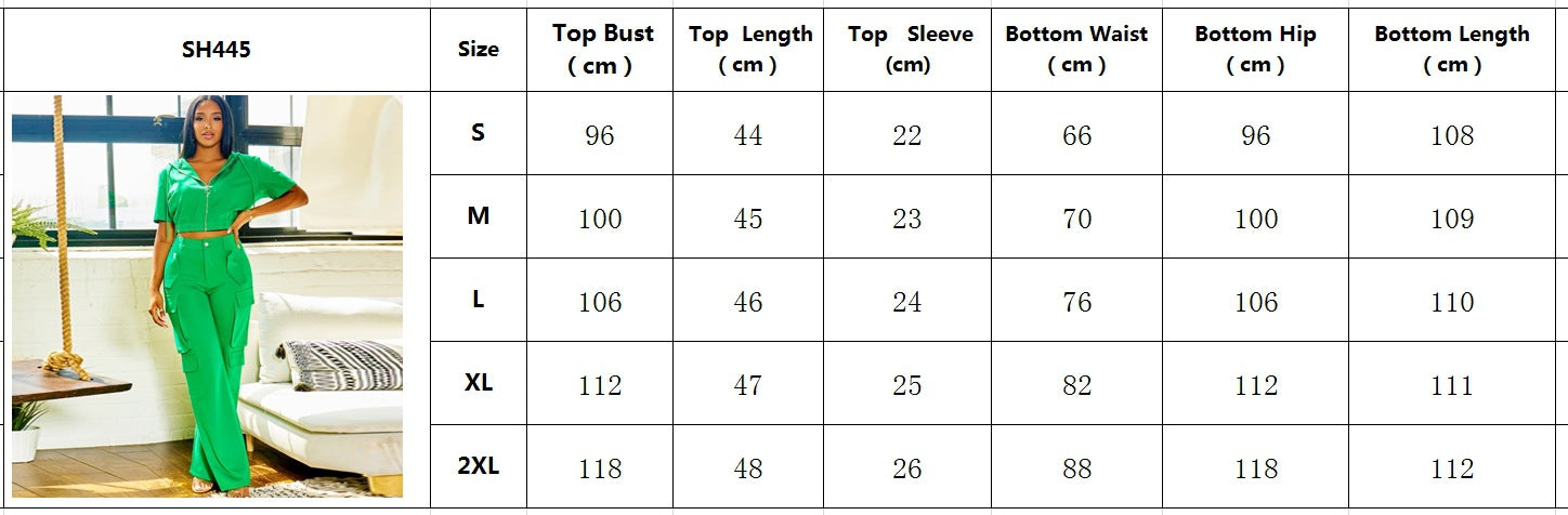 Fashion Casual Women's Short Sleeve Hooded Top Pocket Cargo Pants Women's Two Piece Set 8