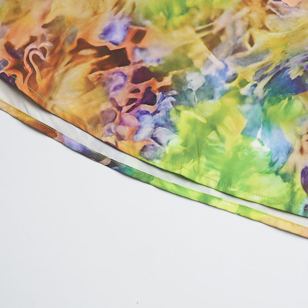 Plus Size Women Spring and Summer Tie-Dye Print Dress 24