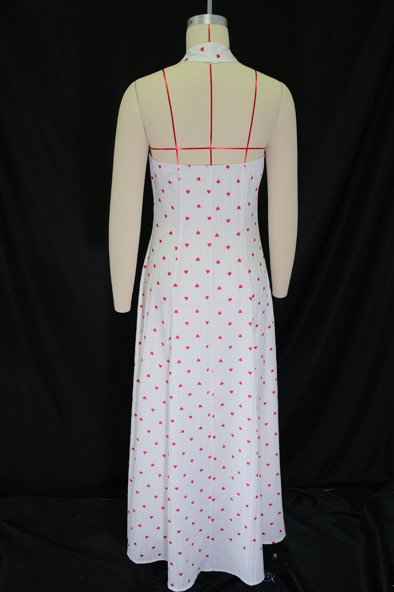 Women's Summer Halter Neck/V-Neck Printed High Waist Long Dress 7