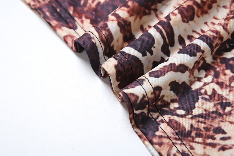 Women Spring Summer Sexy Leopard Print Halter Neck Sleeveless Lace-Up Backless Dress 14