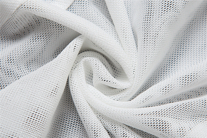 Women Off Shoulder Hollow Sexy See-Through Mesh Dress 25