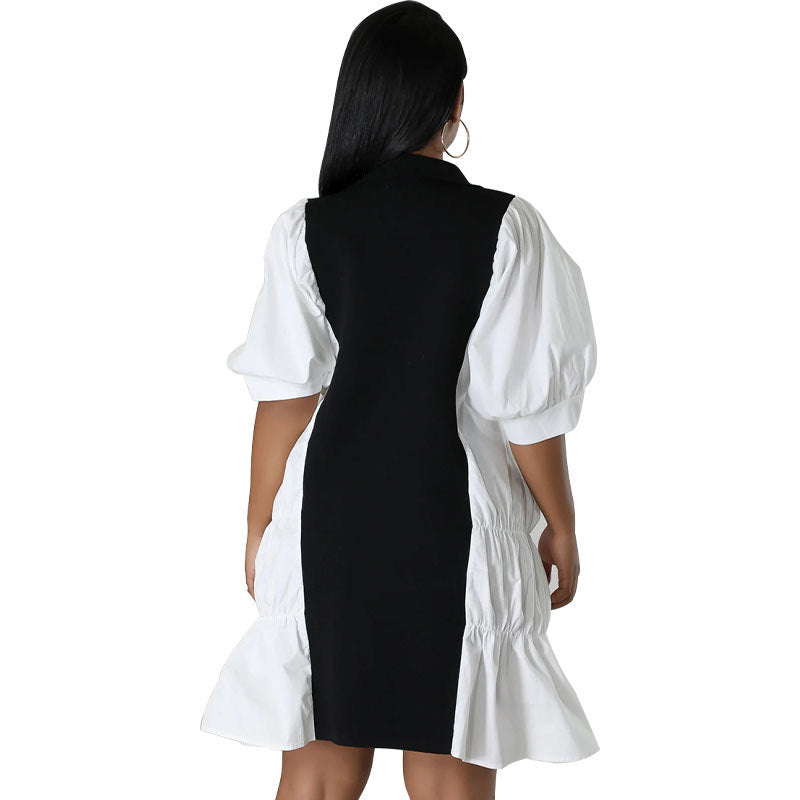 Women Loose Casual Color Block Dress 3