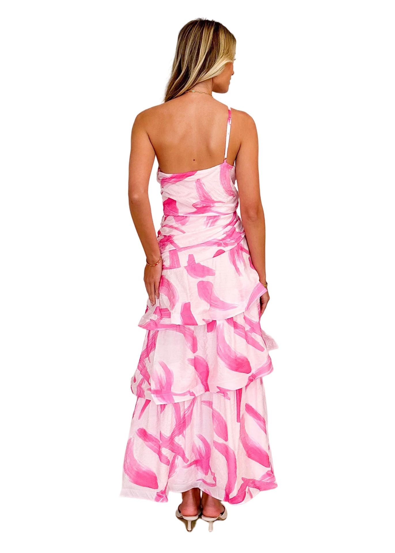 Women Summer One-shoulder strap print dress 14