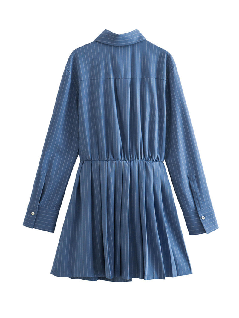 Summer Women's Comfortable Casual Patchwork Pleated Short Shirt Dress 6