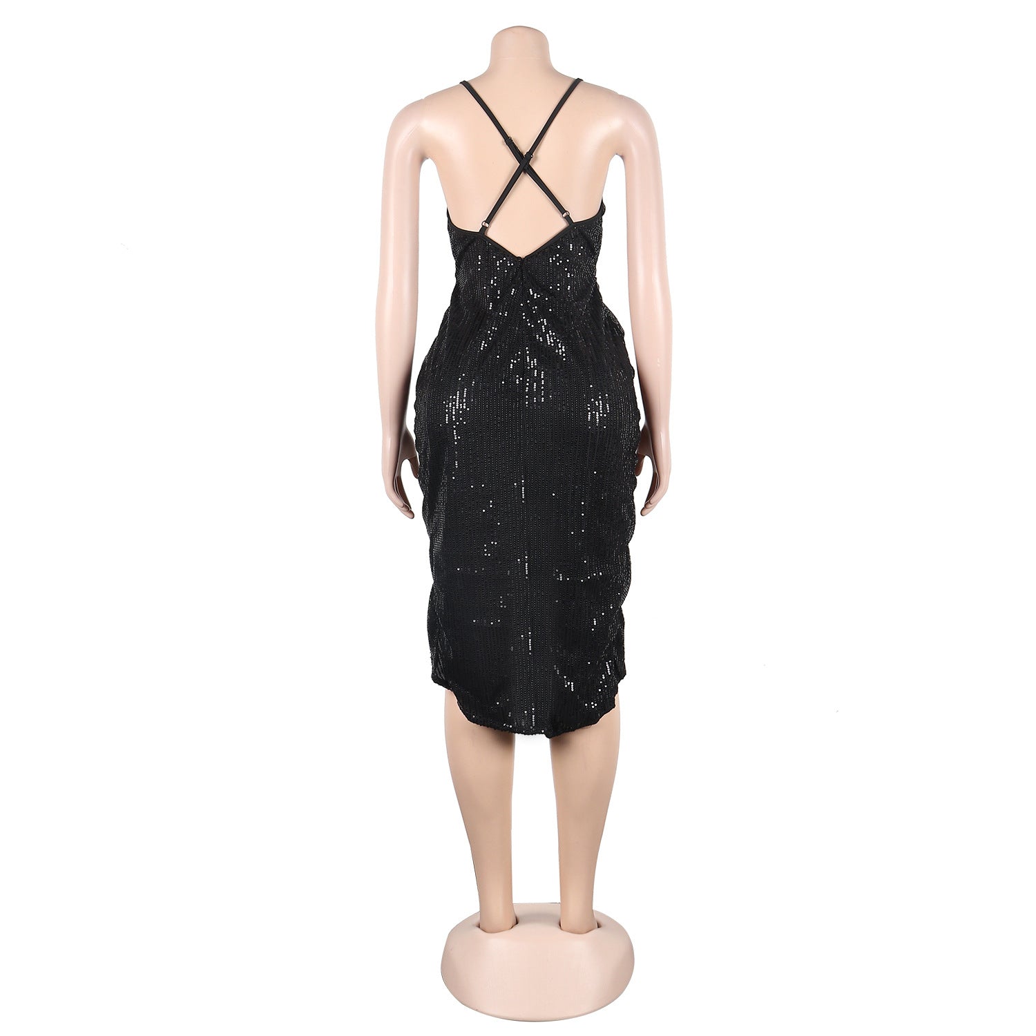 Sexy sequin strap slit dress nightclub dress 19