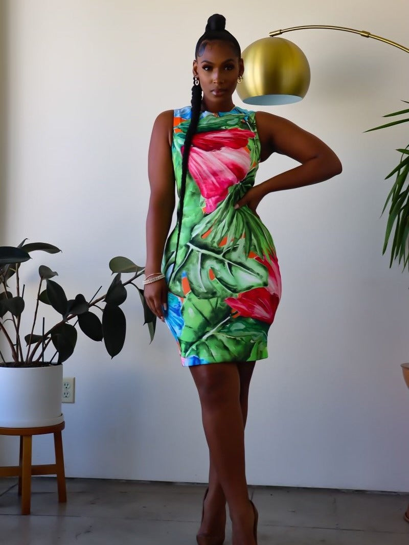 Women's Sexy Sleeveless Printed Bodycon Dress 4