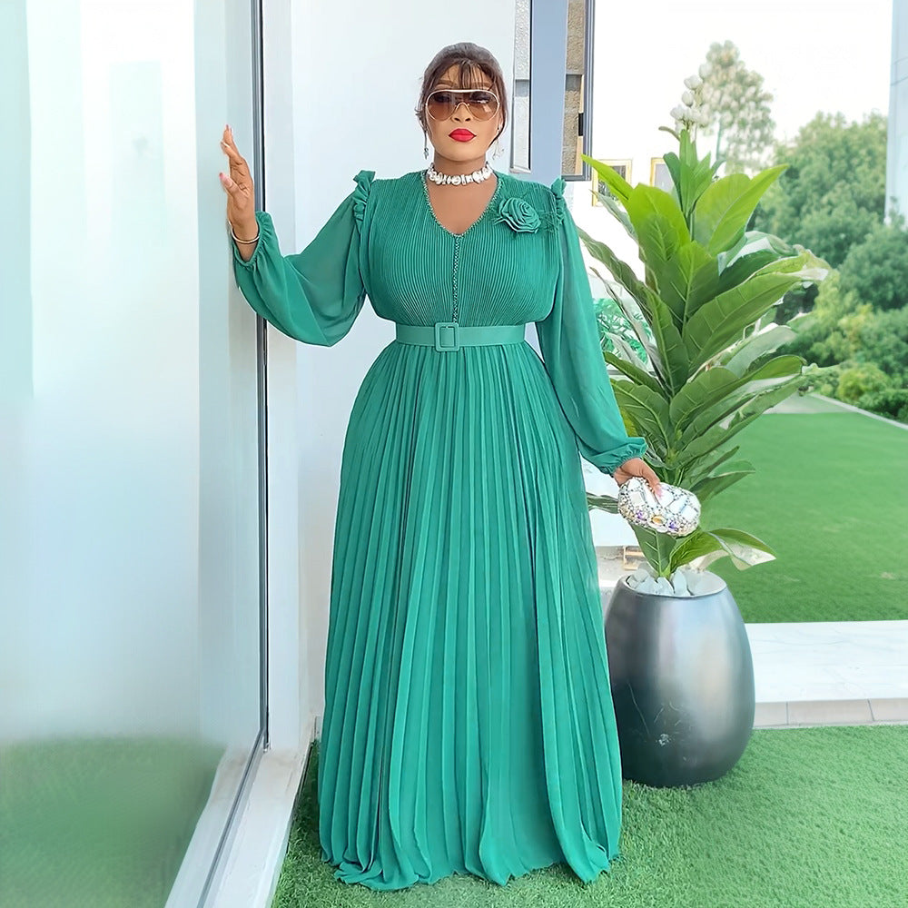 Plus Size Women Dubai Elegant Beaded African Dress 3