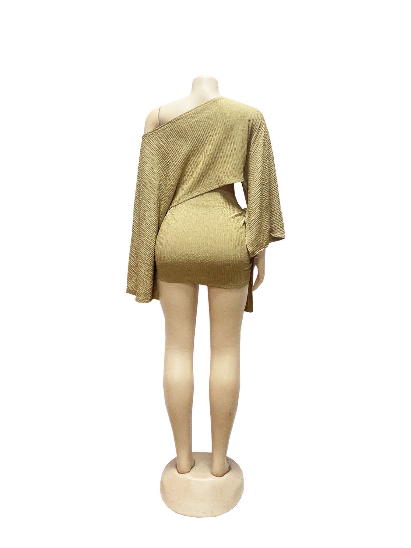 Women's Summer Beach Holidays Slash Shoulder Top Lace-Up Bodycon Short Skirt Set 21