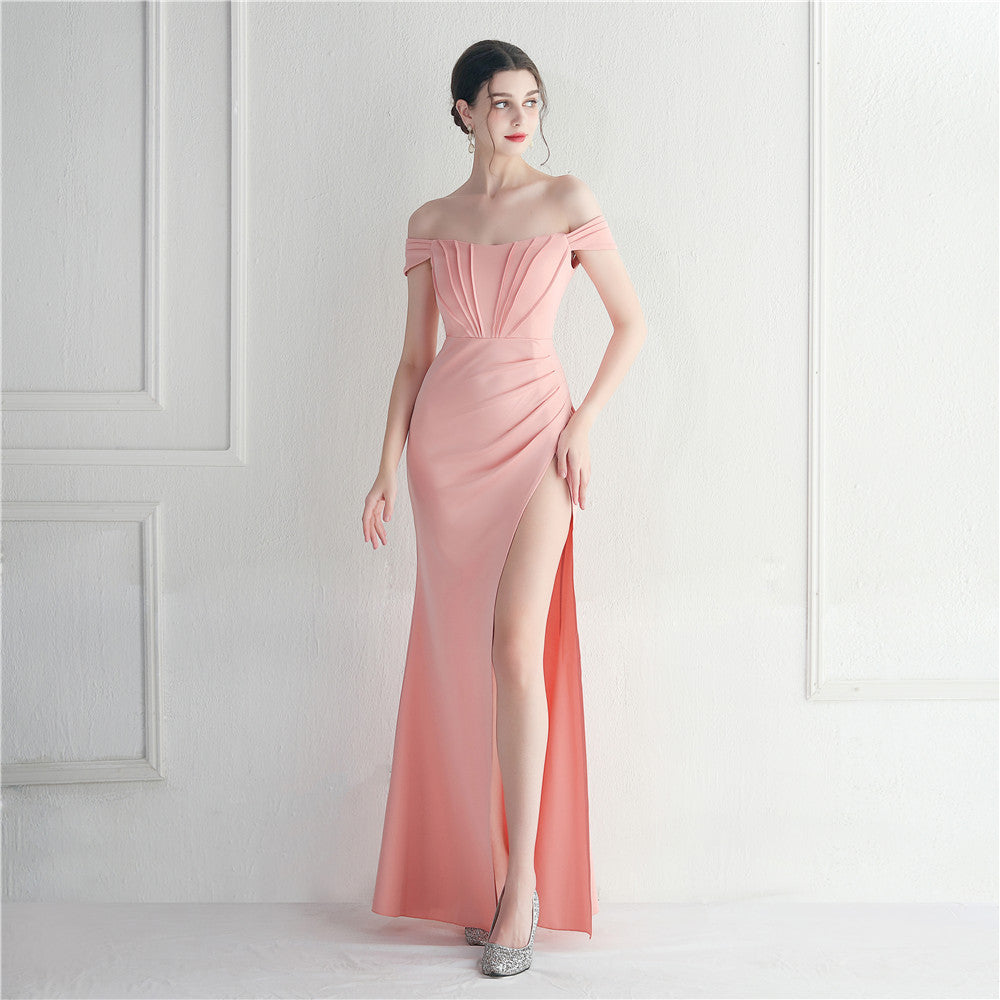 Off Shoulder Slit Sexy Club Dress Wedding Dinner Off Shoulder Dress 10