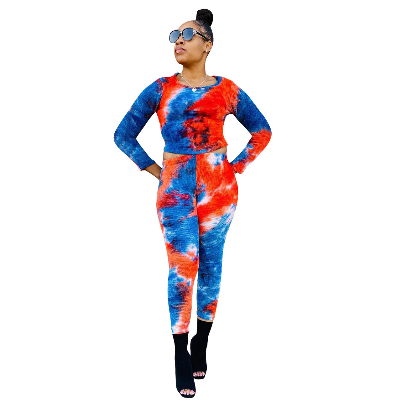 Ladies Print Top and Pant Two Piece 9