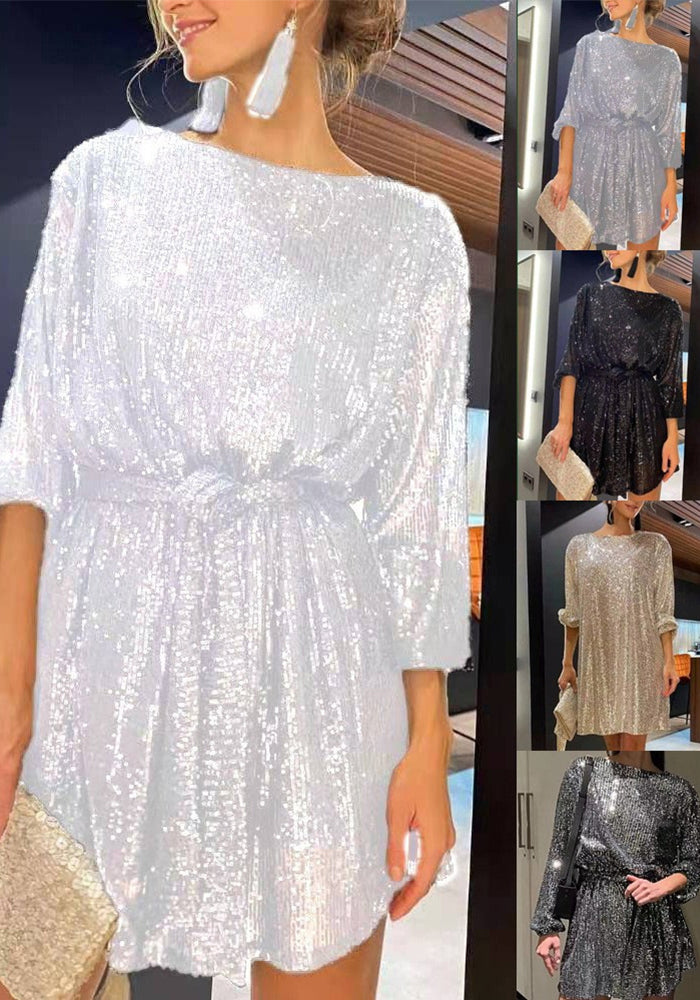 Fashionable Sequin Sequin Slim Waist Party Dress