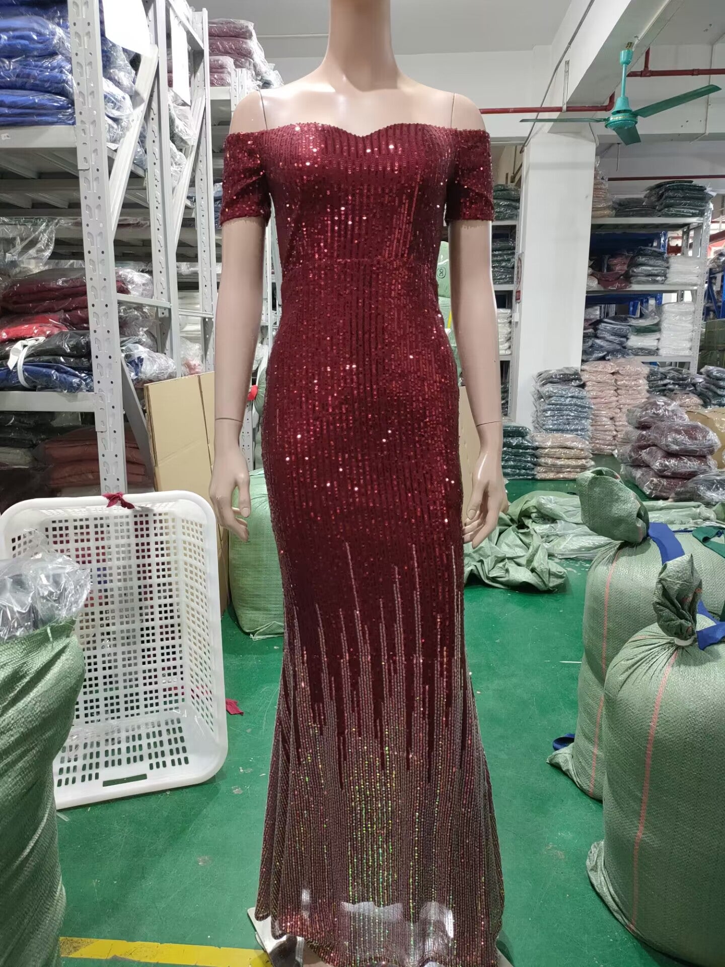 Sexy Off Shoulder Sequin Fishtail Long Dress Mermaid Evening Dress 21