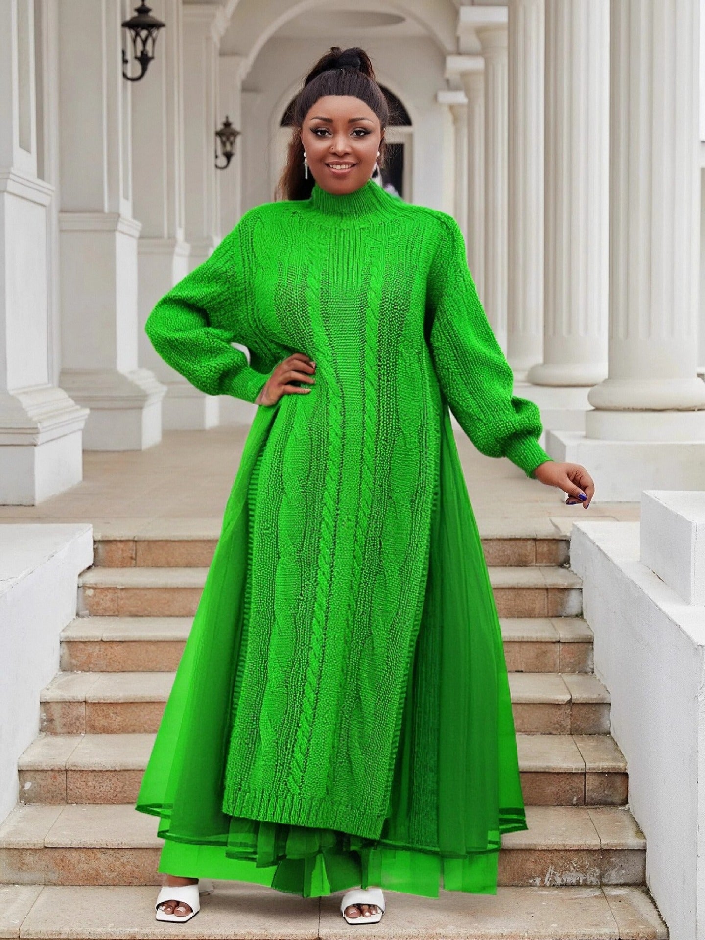 Women Casual Mesh Knitting Dress 5